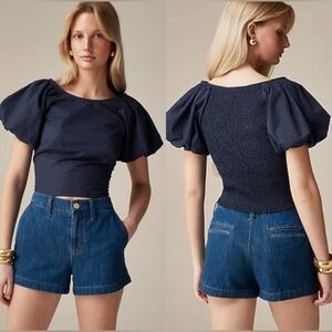 J.Crew Fitted puff-sleeve top
